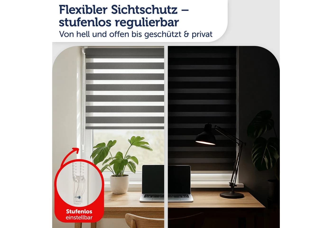 Blumtal Doppelrollo Klemmfix Schwarz ohne Bohren - Bild 3