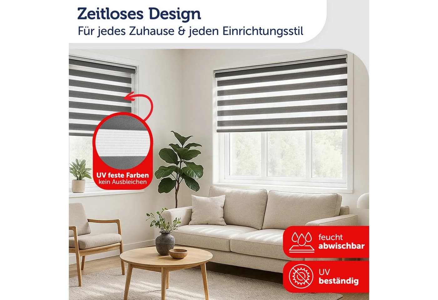 Blumtal Doppelrollo Klemmfix Schwarz ohne Bohren - Bild 4