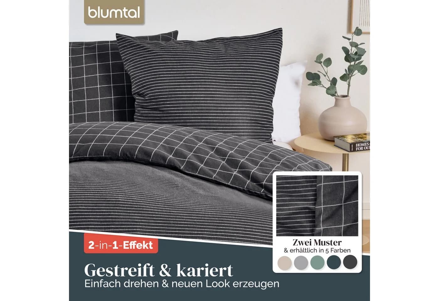 Blumtal Biber-Bettwäsche Grau 100% Baumwolle Flanell OEKO-TEX - Bild 5
