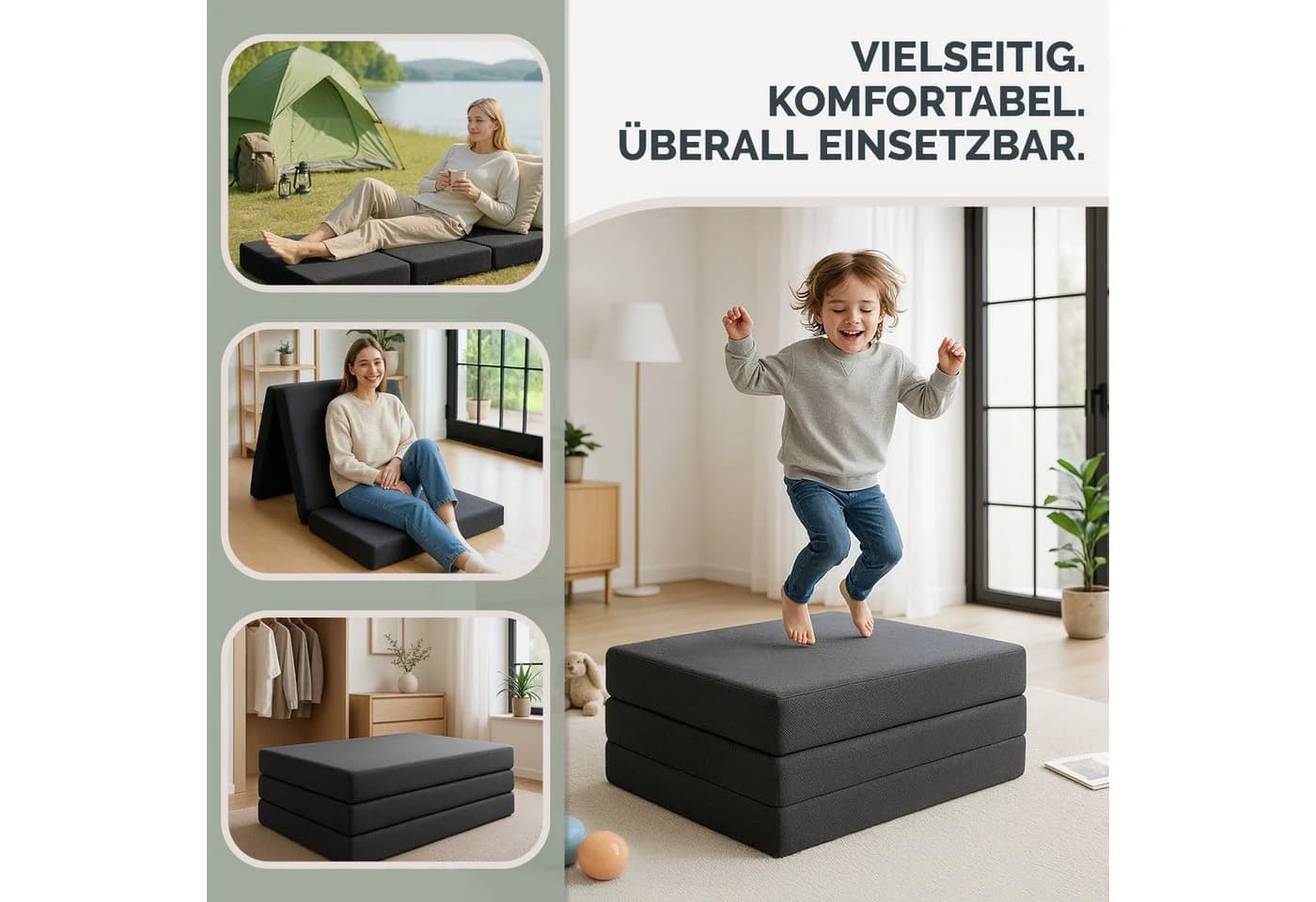 Blumtal Klappmatratze 3-teilig 14 cm Schaumstoff Gästematratze - Bild 3