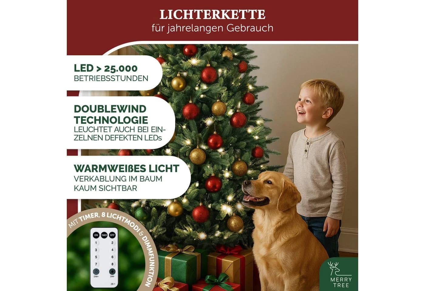MERRY TREE Luxus Kunst-Tannenbaum 100% PE-Nadeln Holzfuß Skandinavisch Grün - Bild 3