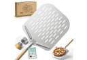 Blumtal Pizzaschieber Silber Aluminium & Edelstahl mit abnehmbarem Holzgriff Bild 2