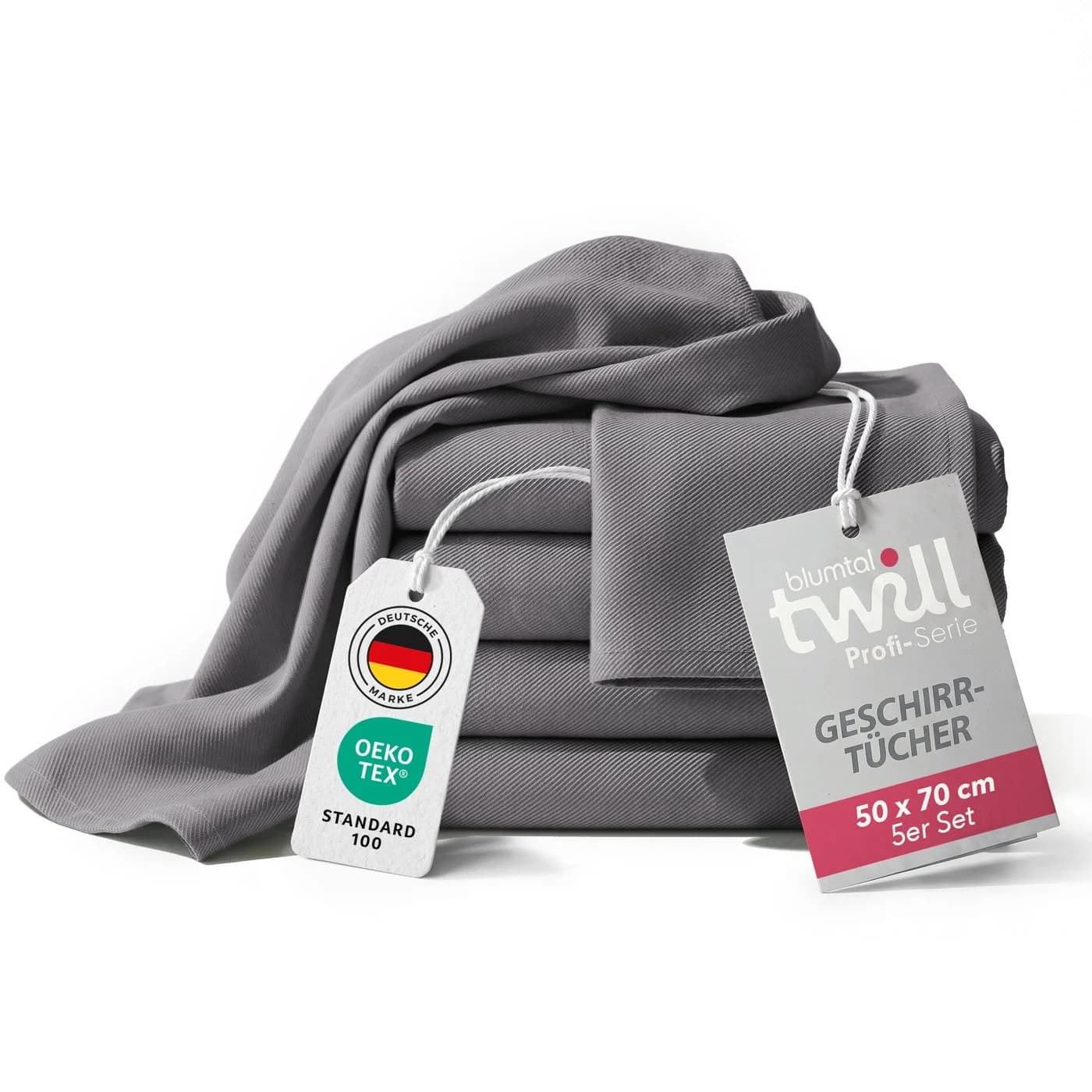 Blumtal Geschirrtuch 5er Set Anthrazit Premium Baumwolle - Bild 2