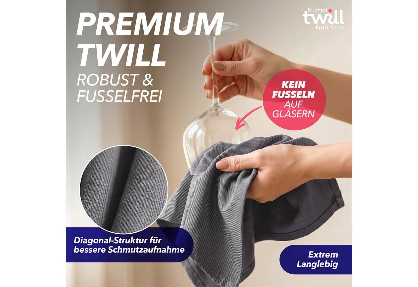 Blumtal Geschirrtuch 5er Set Anthrazit Premium Baumwolle - Bild 4