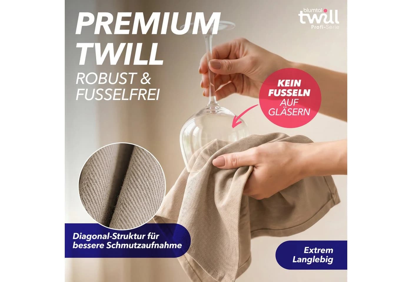 Blumtal Premium Geschirrtuch 5er Set Beige Baumwolle 50x70 cm - Bild 4