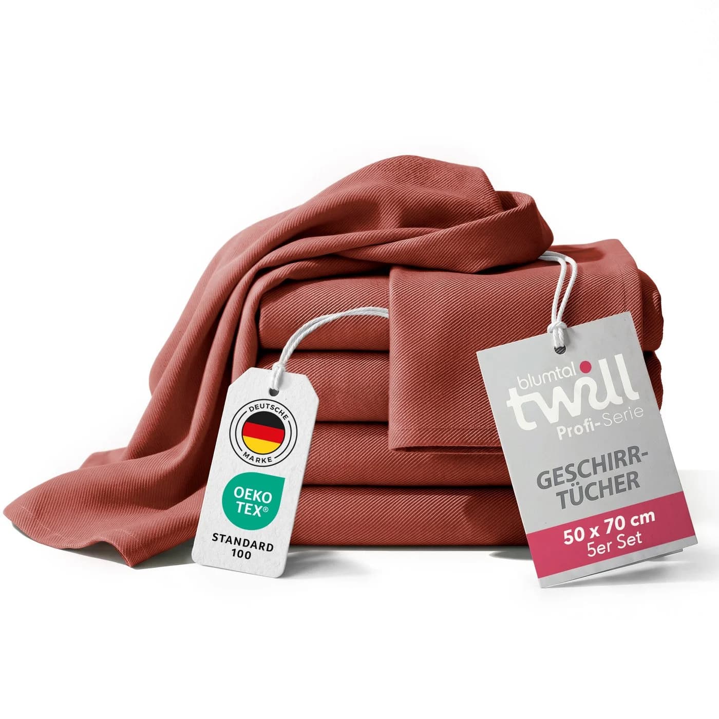 Blumtal Geschirrtuch 5er Set Premium Baumwolle Rot 50x70 cm - Bild 2