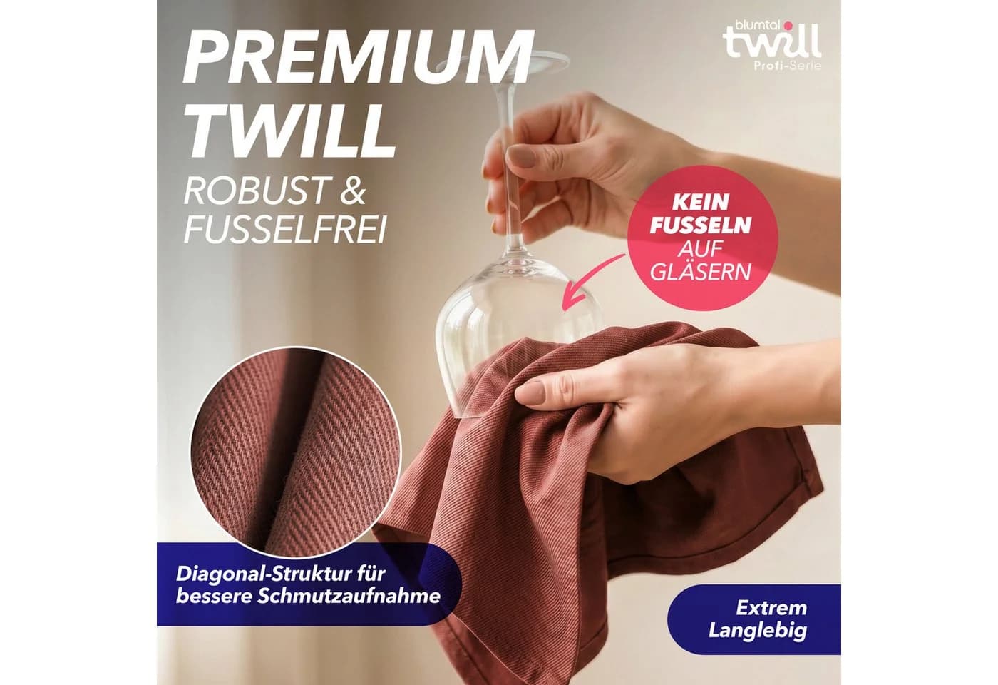Blumtal Geschirrtuch 5er Set Premium Baumwolle Rot 50x70 cm - Bild 4