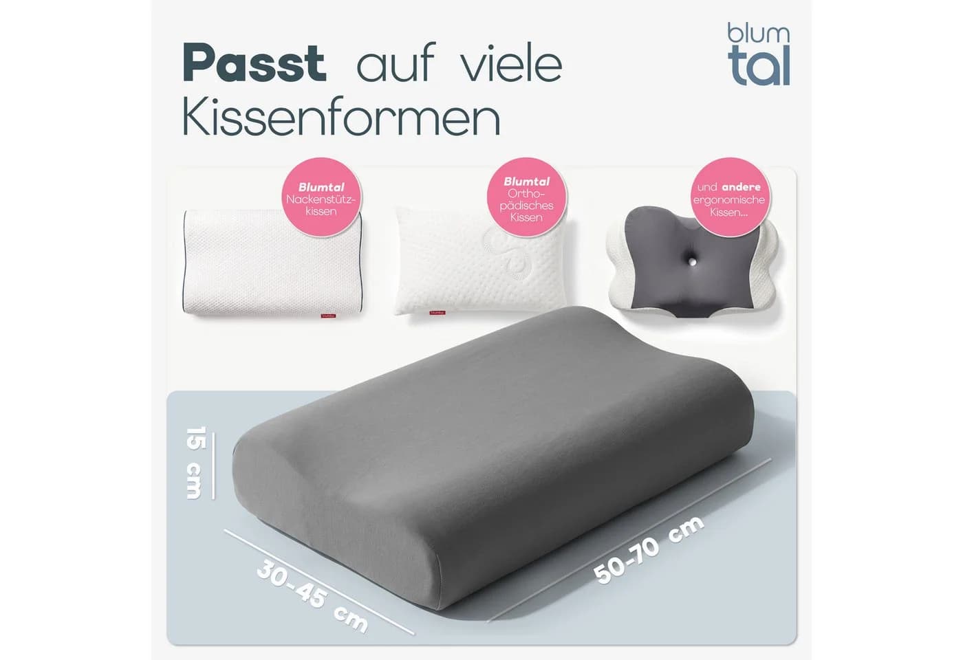 Blumtal Kissenbezug 2er Set Grau Baumwolle Elasthan - Bild 3