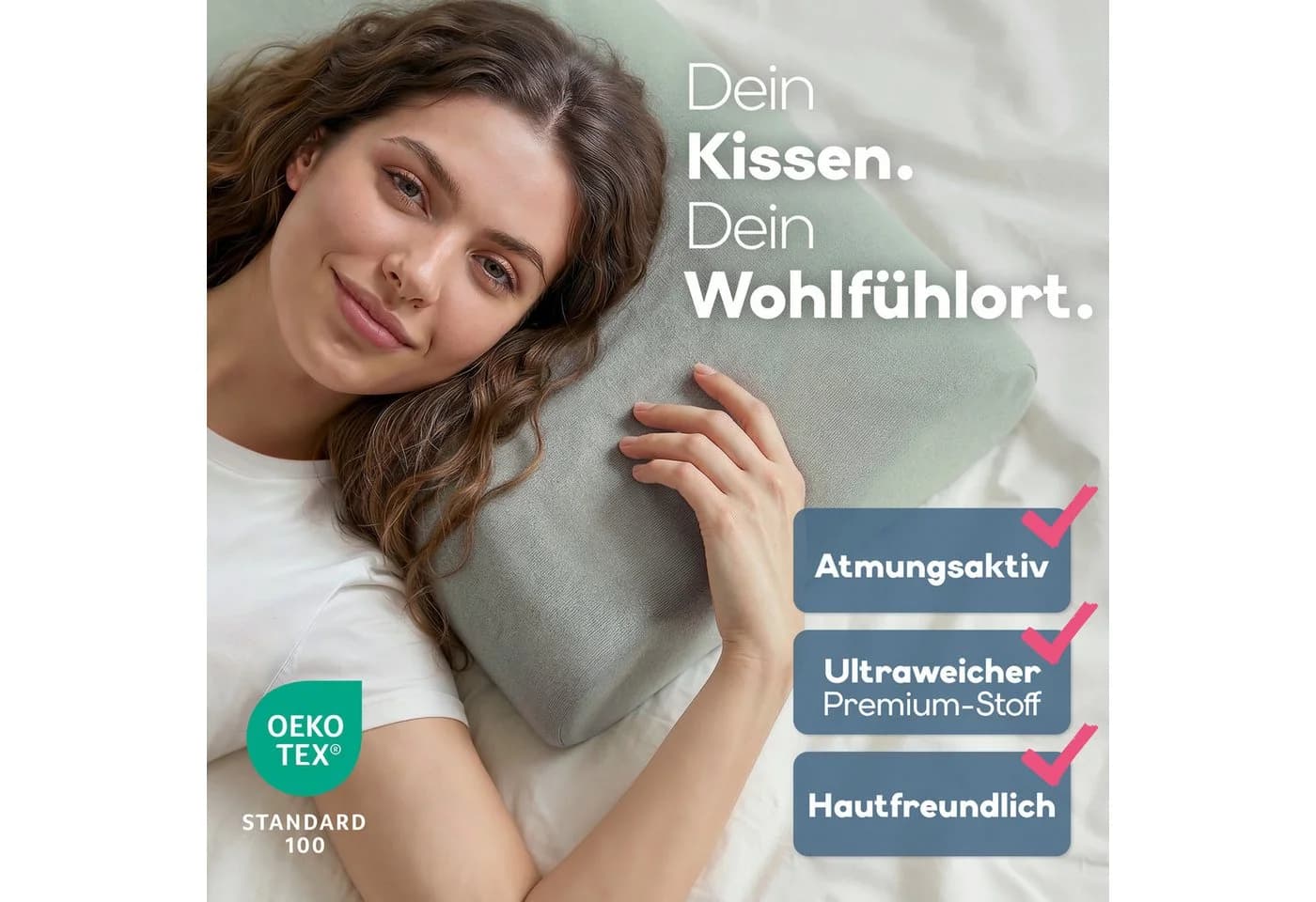 Blumtal Kissenbezug 2er Set Grau Baumwolle Elasthan - Bild 5