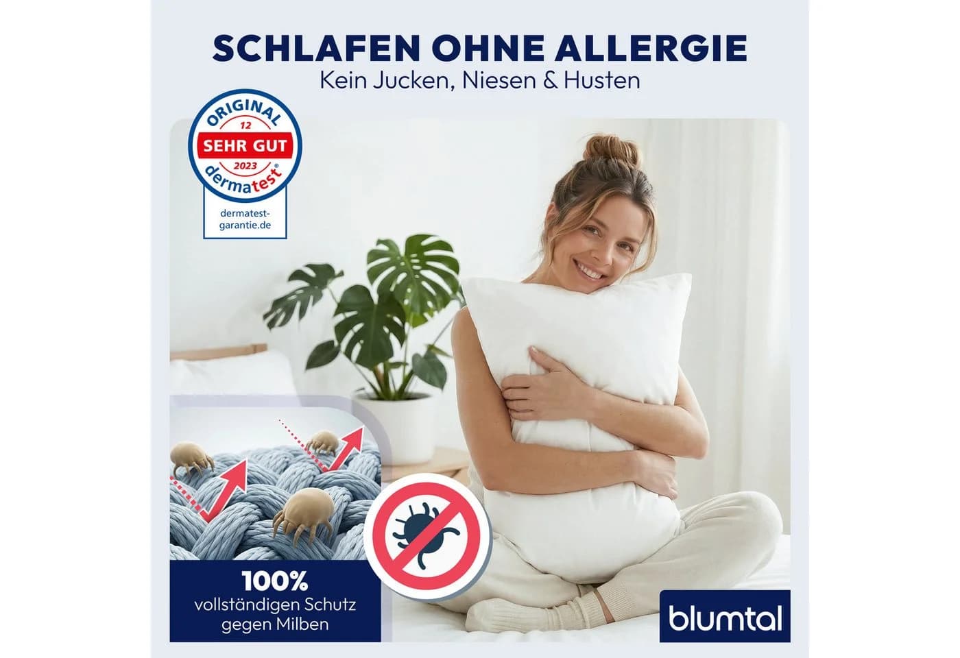 Blumtal Kissenbezug Premium Anti-Milben weiß Evolon