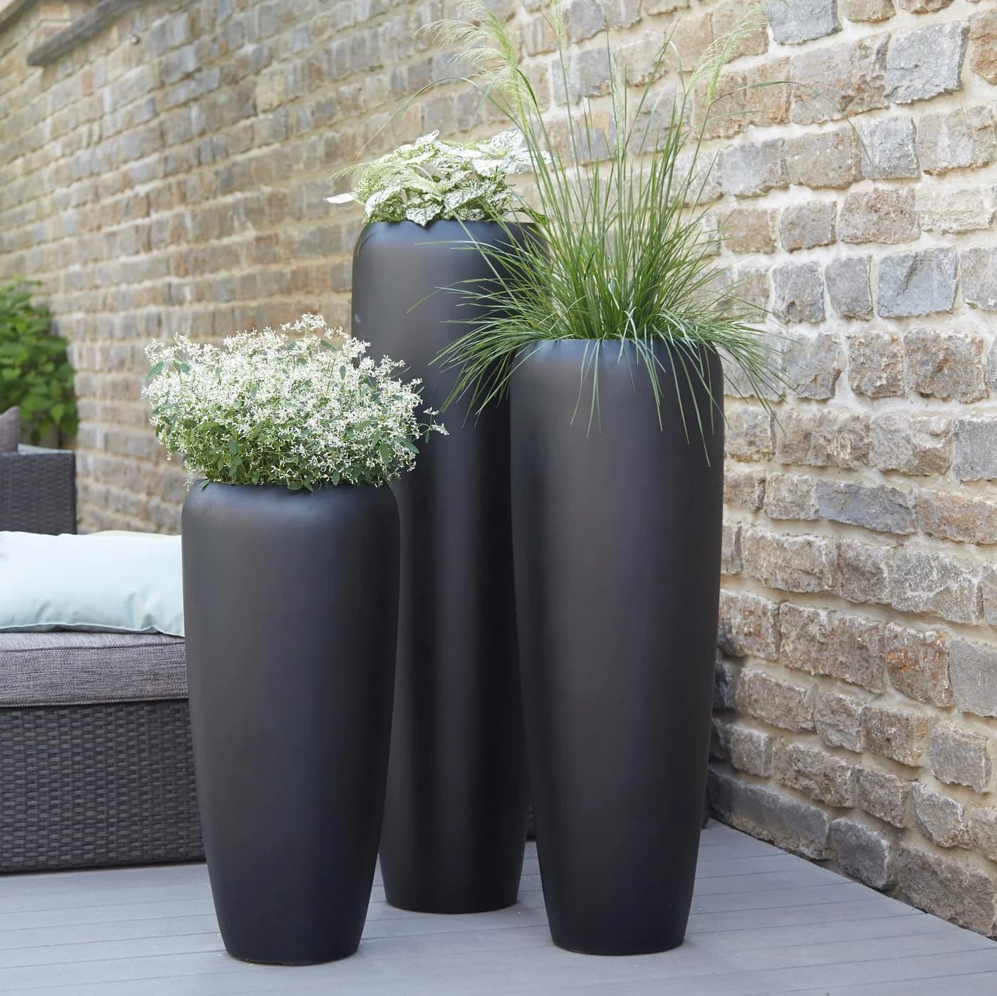 Flingora Bodenvase Cleo Samtschwarz Fiberglas Indoor Outdoor