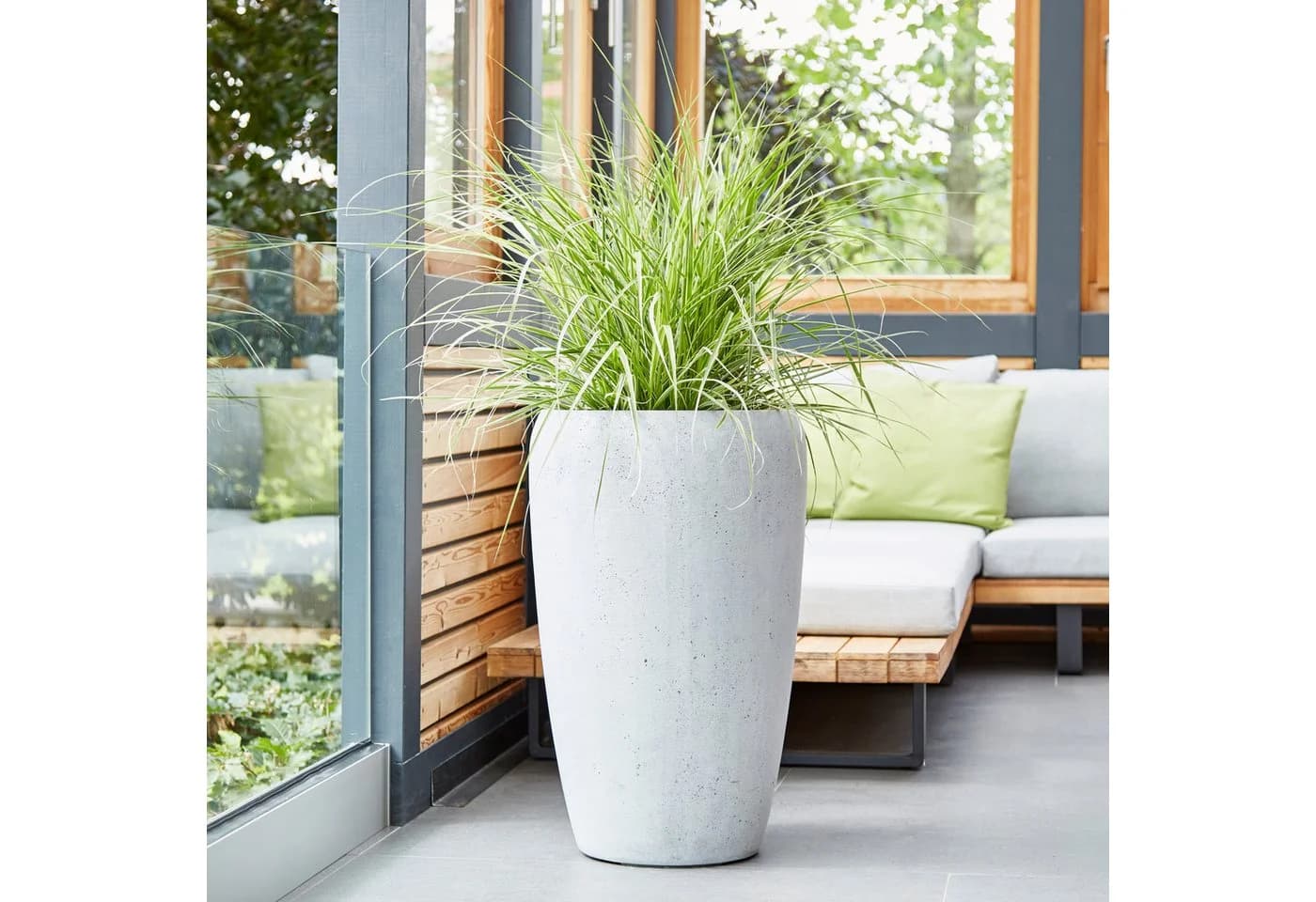 Flingora Bodenvase Gloria Fiberglas Grau Modern