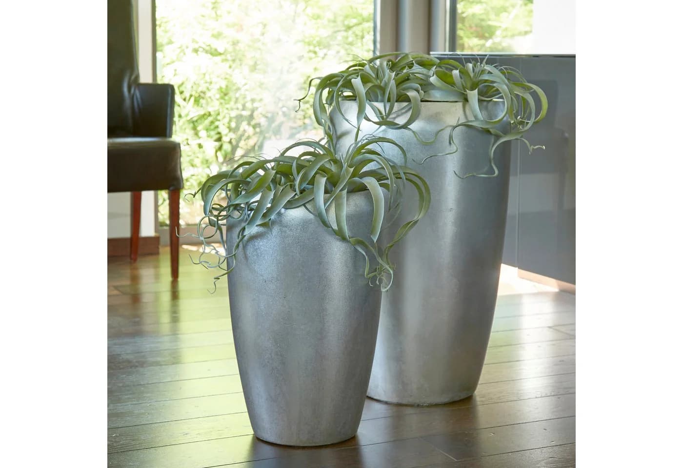 Flingora Bodenvase Gloria Silber Fiberglas-Steingemisch mit Einsatz
