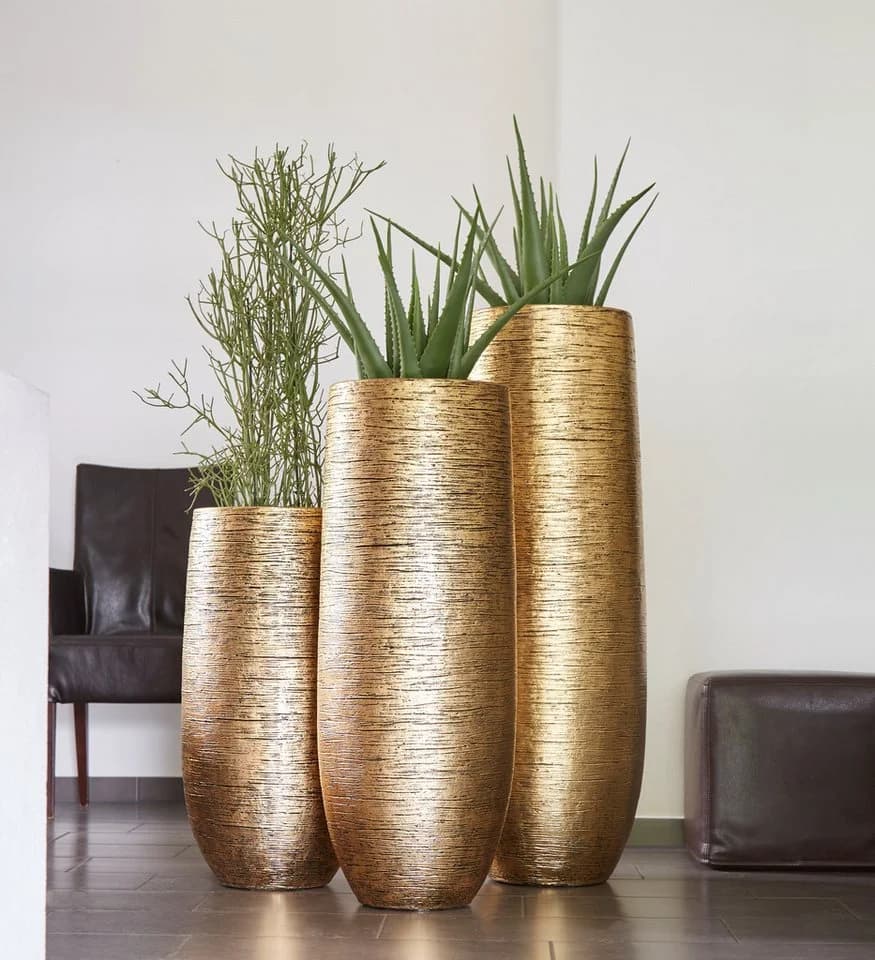 Flingora Bodenvase Lacey mit Einsatz - Fiberglas - Gold