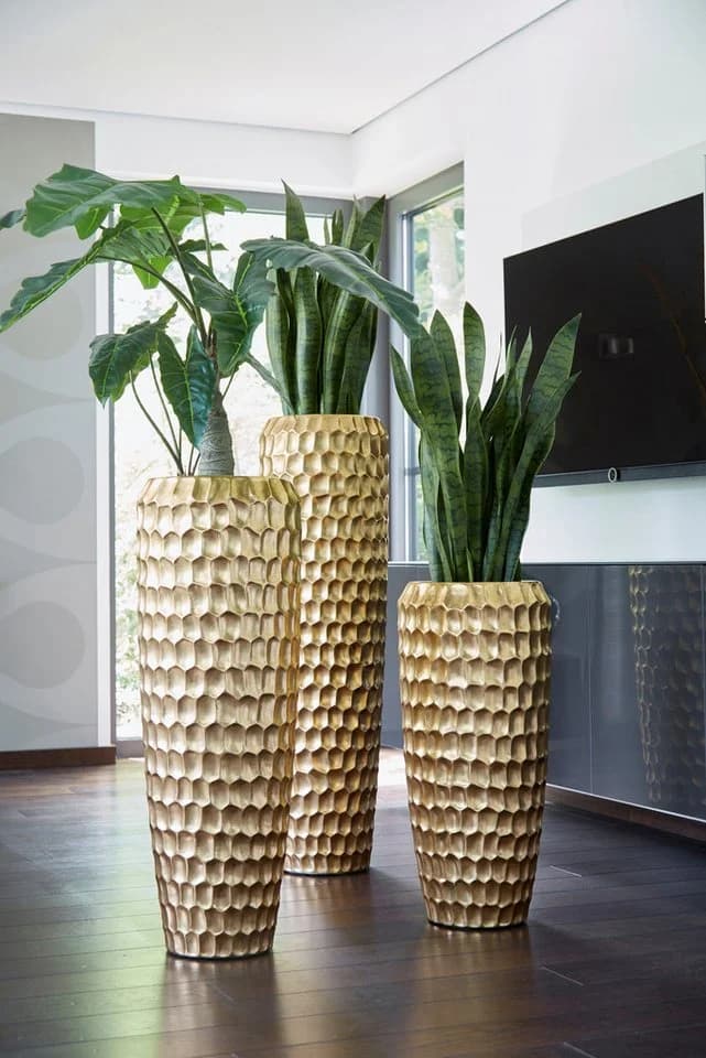 Flingora Bodenvase Celice Gold Fiberglas Indoor Outdoor