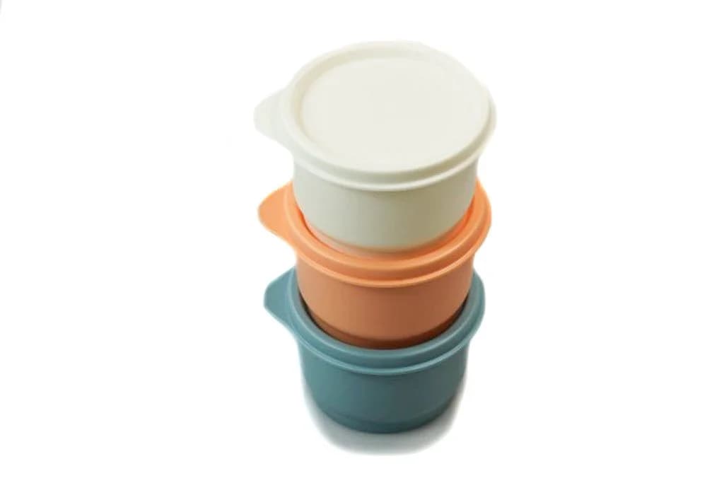 TUPPERWARE Vorratsdose 3er Set 120 ml Weiß/Pastellorange/Graublau