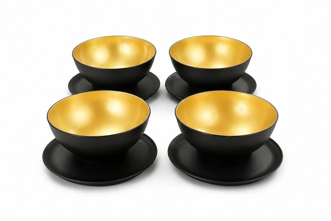 TUPPERWARE Allegra Dessert-Schälchen 4er Set Schwarz Gold 275 ml