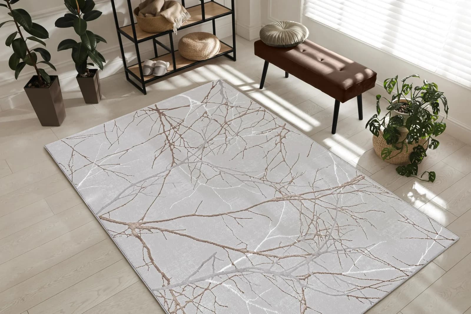 THE CARPET Teppich Mila Grau Rund 200cm Polyester Modern
