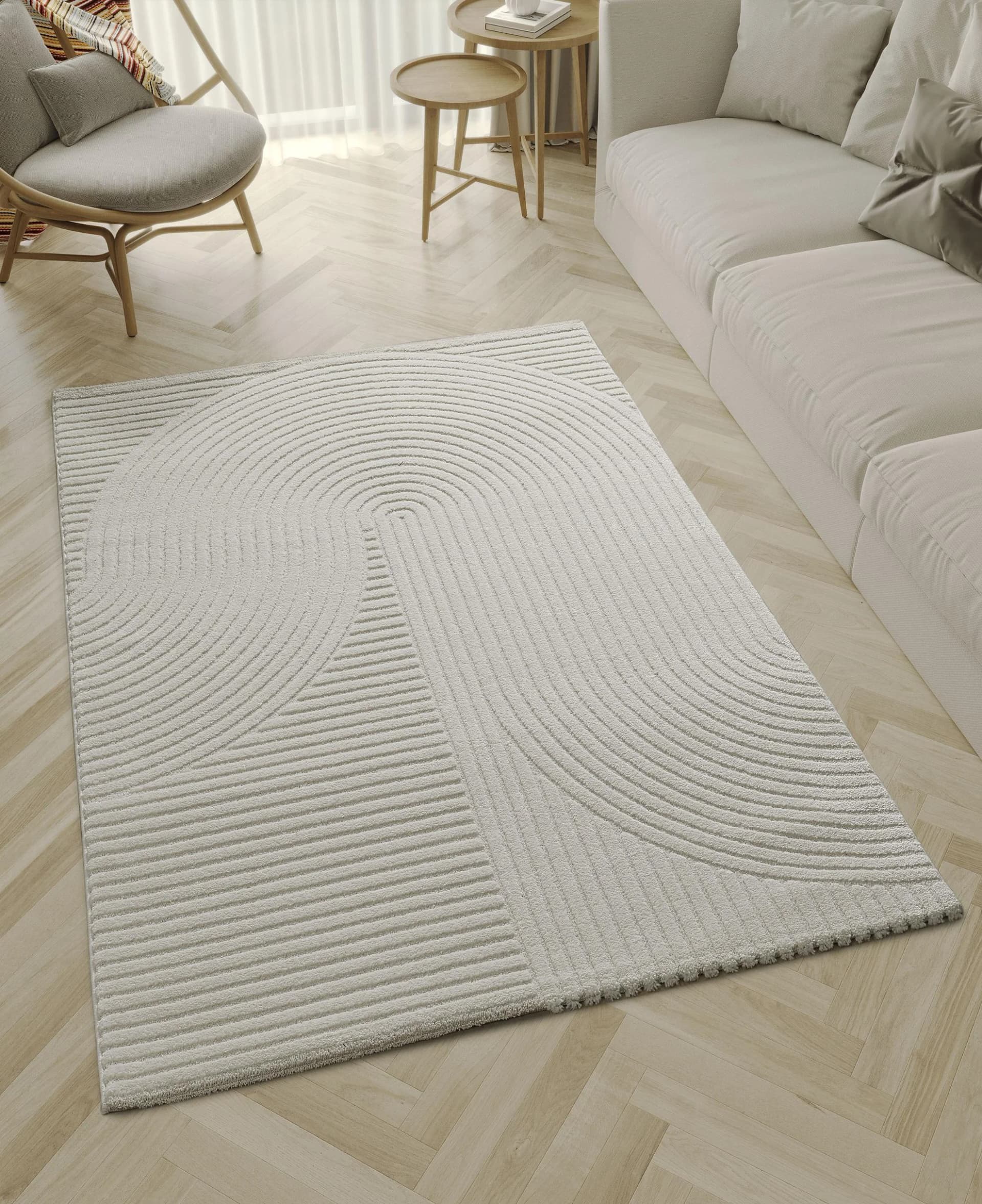 THE CARPET Everest Teppich Beige Hoch-Tief-Effekt Modern