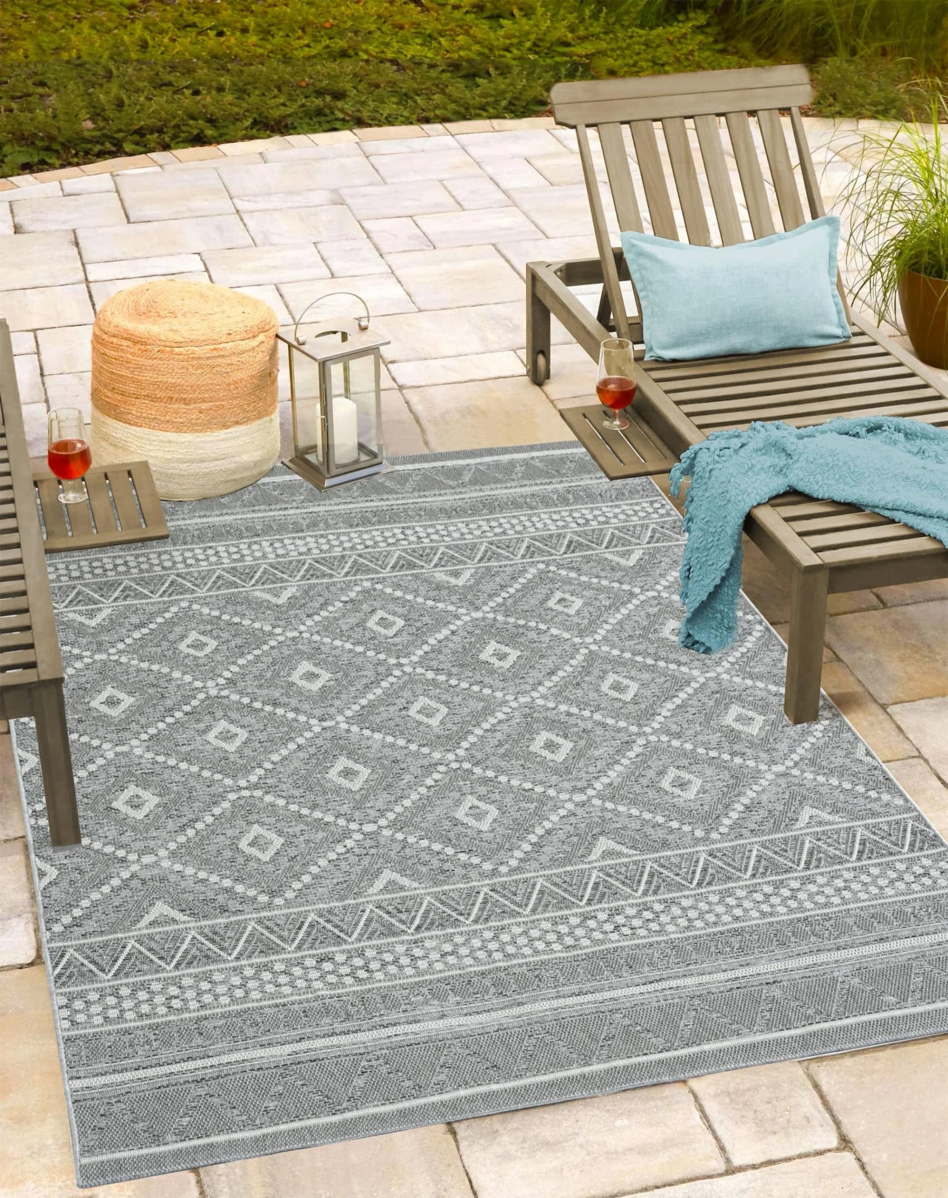 THE CARPET Calgary Teppich Grau Geometrisch Modern In & Outdoor
