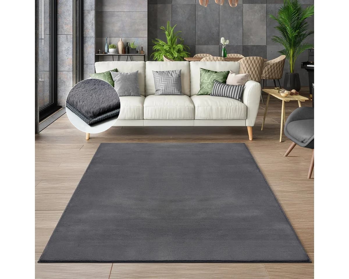 THE CARPET Teppich Cosy Anthrazit Fell-Optik Waschbar Modern - Bild 2