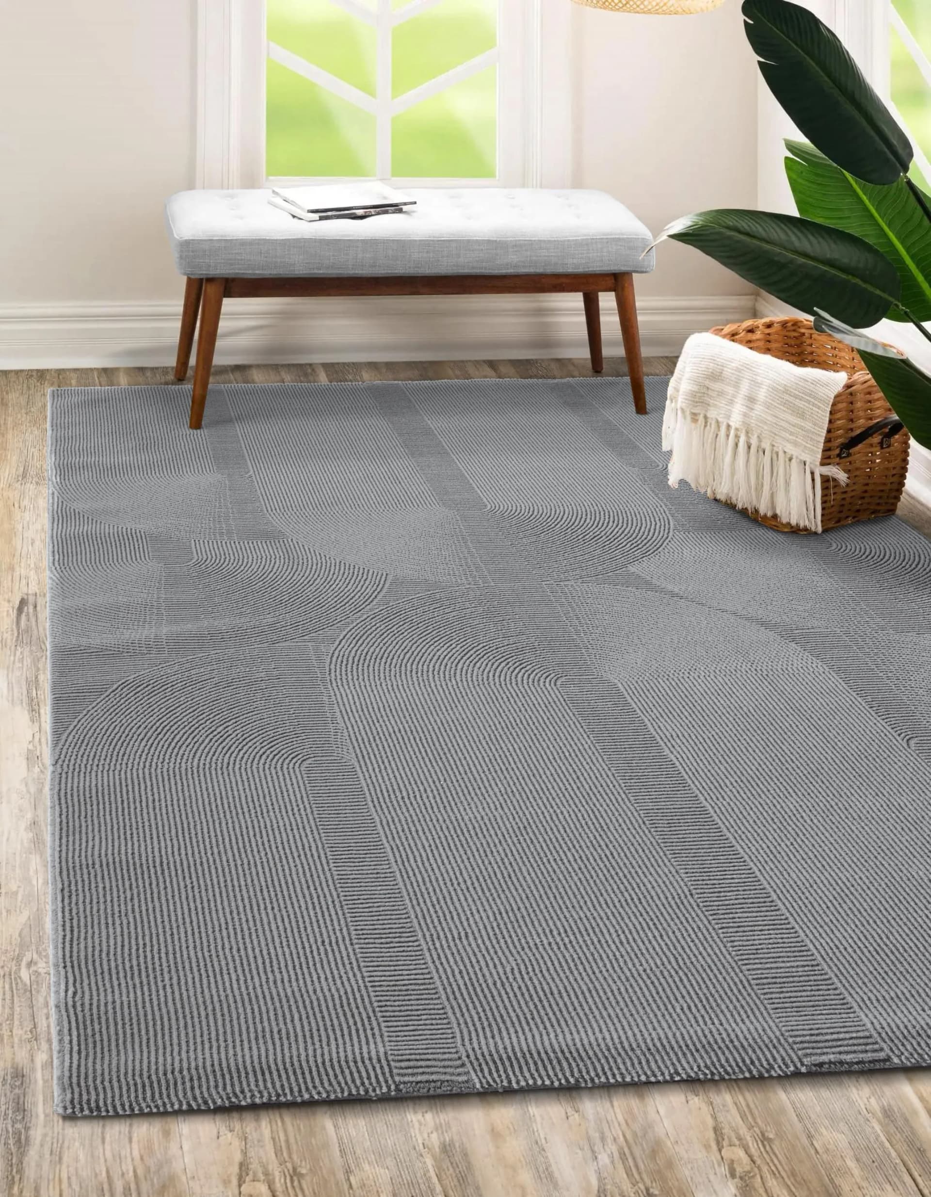 THE CARPET Teppich Lima Grau Designer Teppich Polyester
