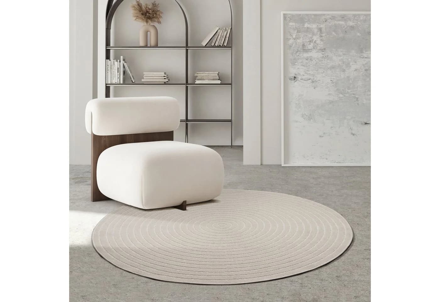 THE CARPET Santo Plus Teppich Beige/Creme Rund 160cm Polypropylen - Bild 2