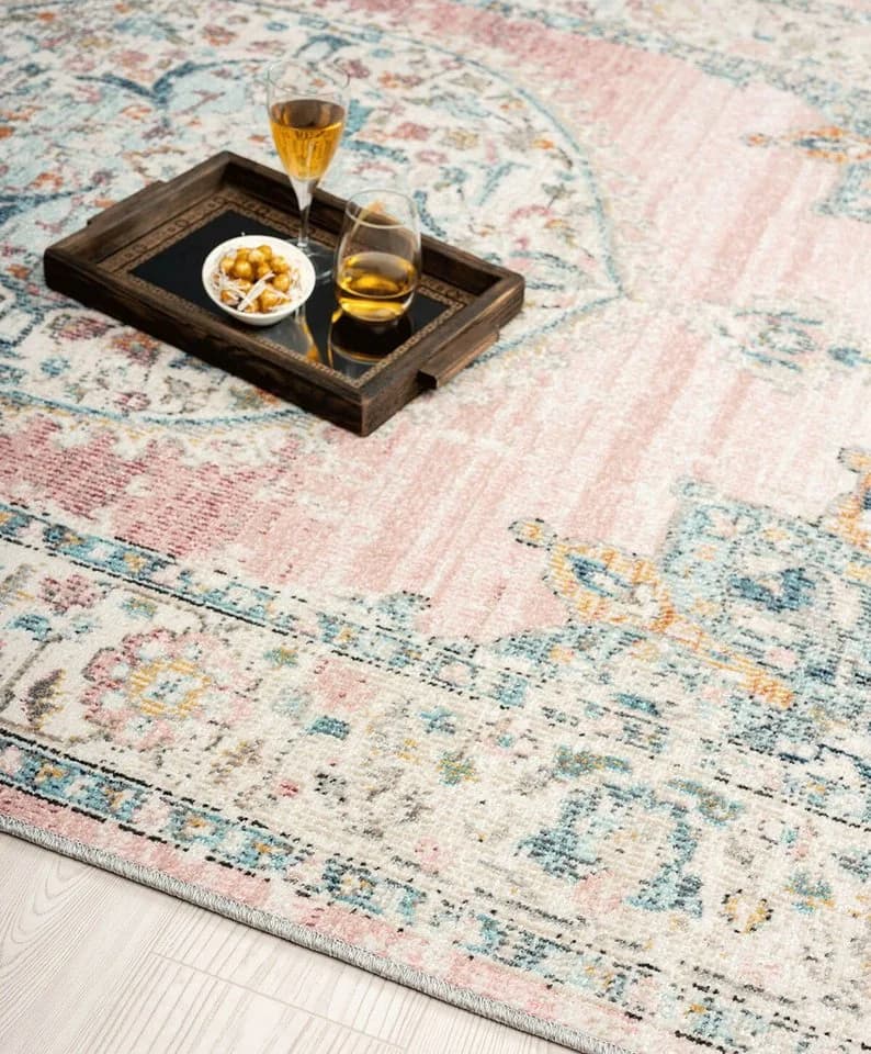 THE CARPET Palma Orient Teppich Rosa Indoor Outdoor Polypropylen - Bild 5