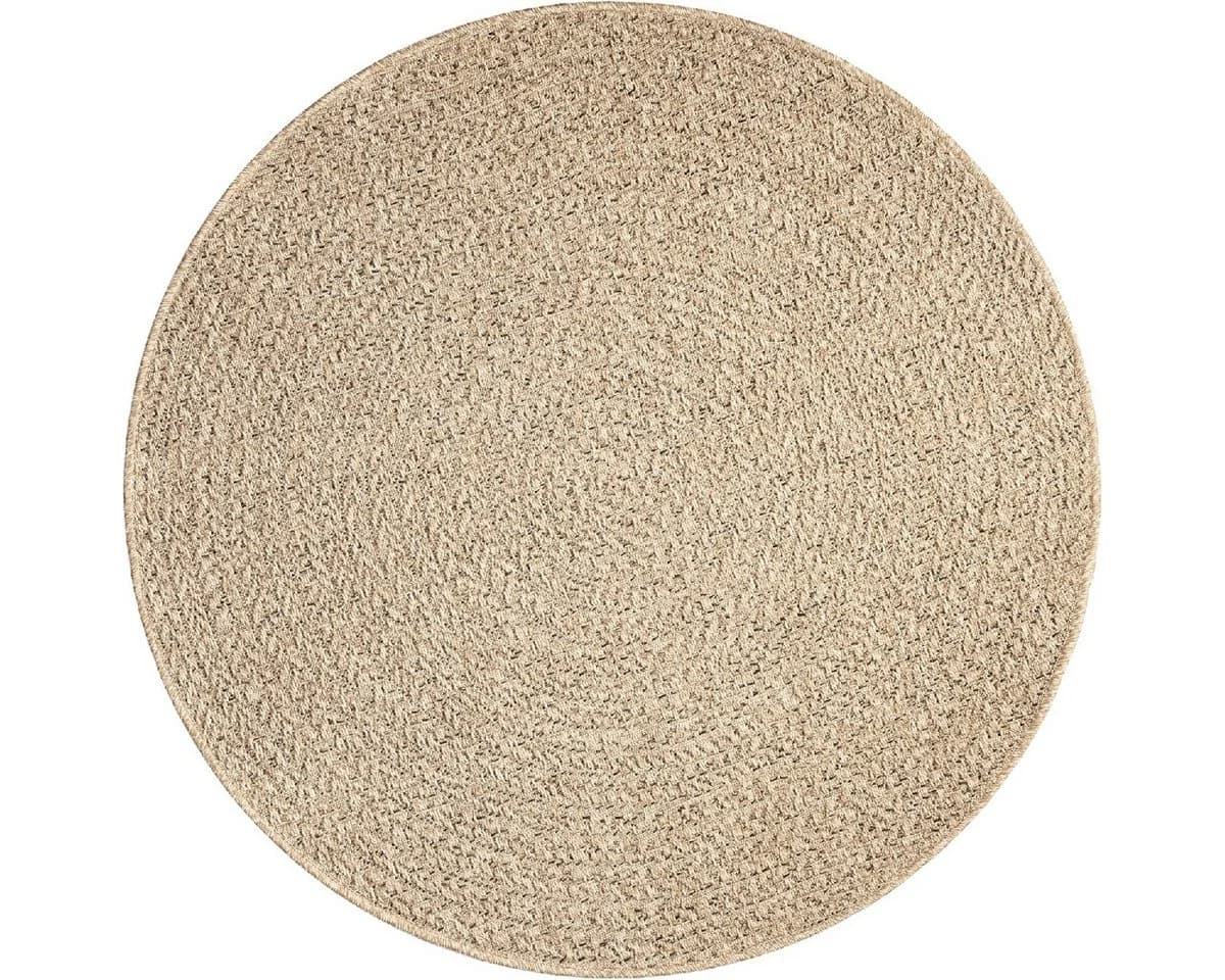 THE CARPET Kansas Teppich Rund Beige Polypropylen Jute-Look Outdoor