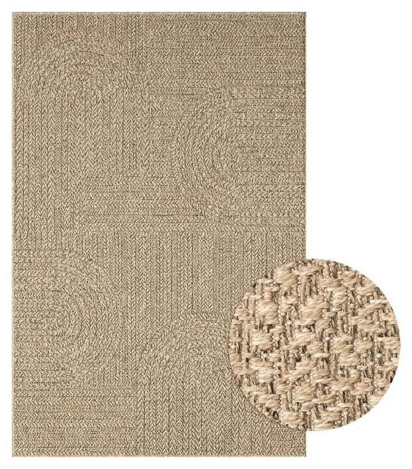 THE CARPET Kansas Teppich Beige Polypropylen Outdoor Jute-Look