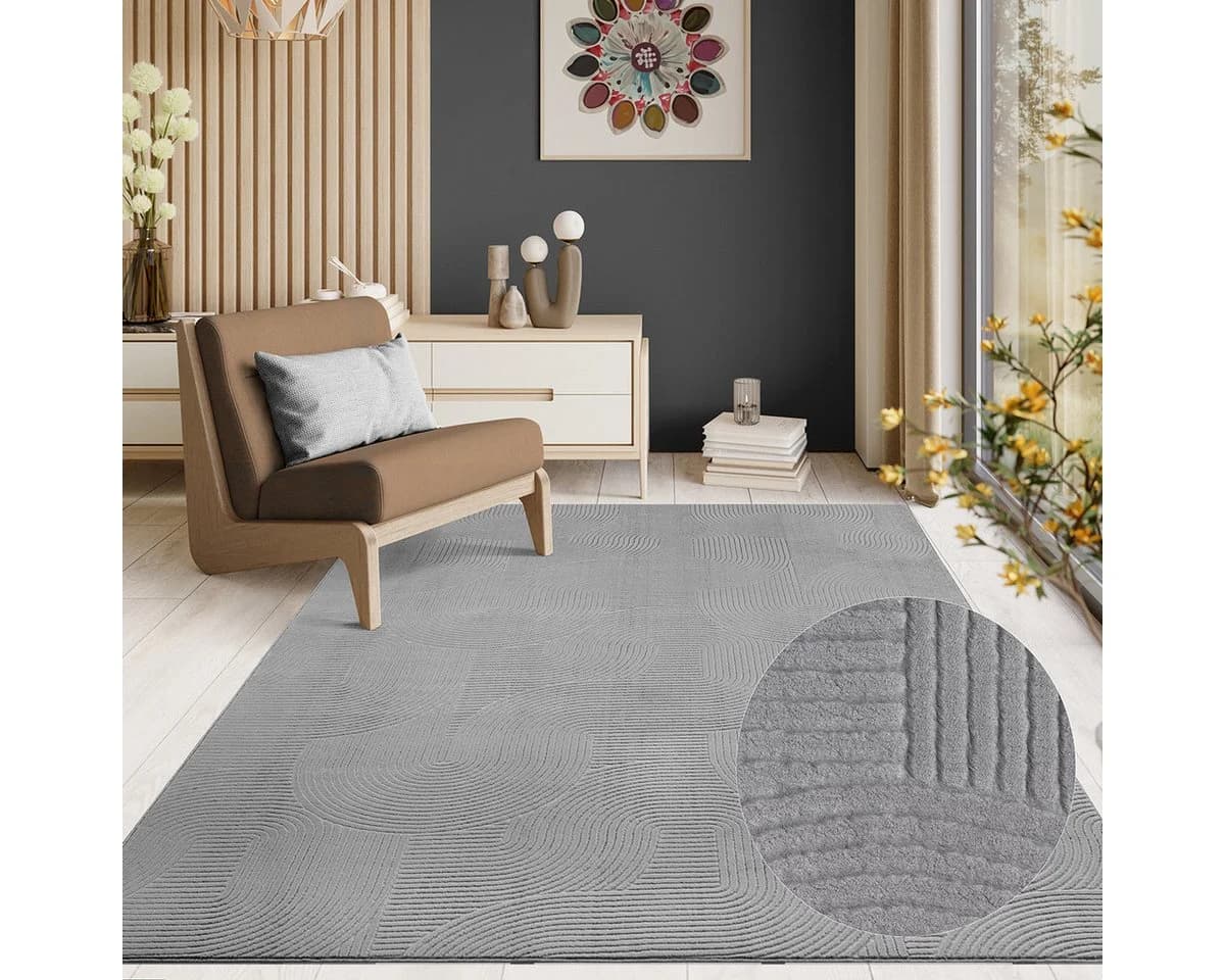 THE CARPET Rio Teppich Grau 3D-Optik Rutschfest Polyester - Bild 2