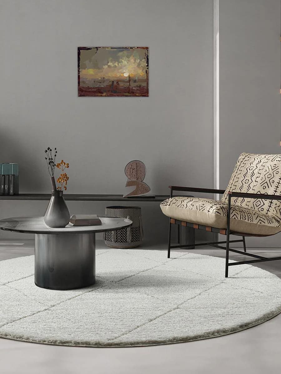 the carpet Bahar Shaggy Teppich Rund Creme Grau Skandinavisch - Bild 4