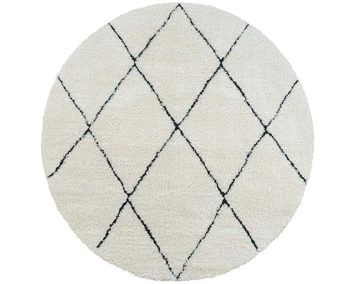 THE CARPET Bahar Shaggy Teppich Rund Beige Grau Skandinavisch