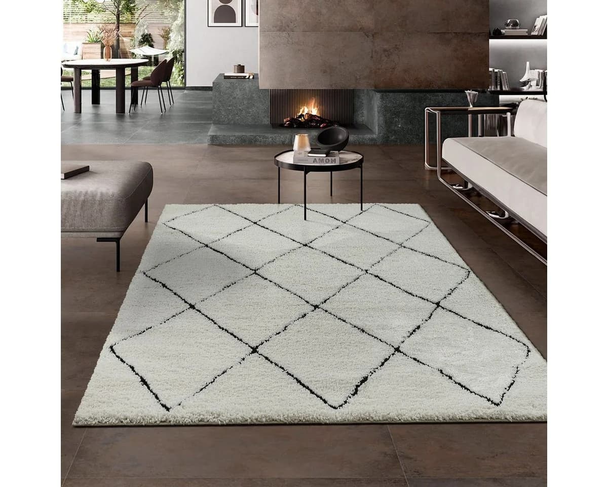 THE CARPET Bahar Shaggy Teppich Beige/Schwarz Skandinavisch Hochflor - Bild 2