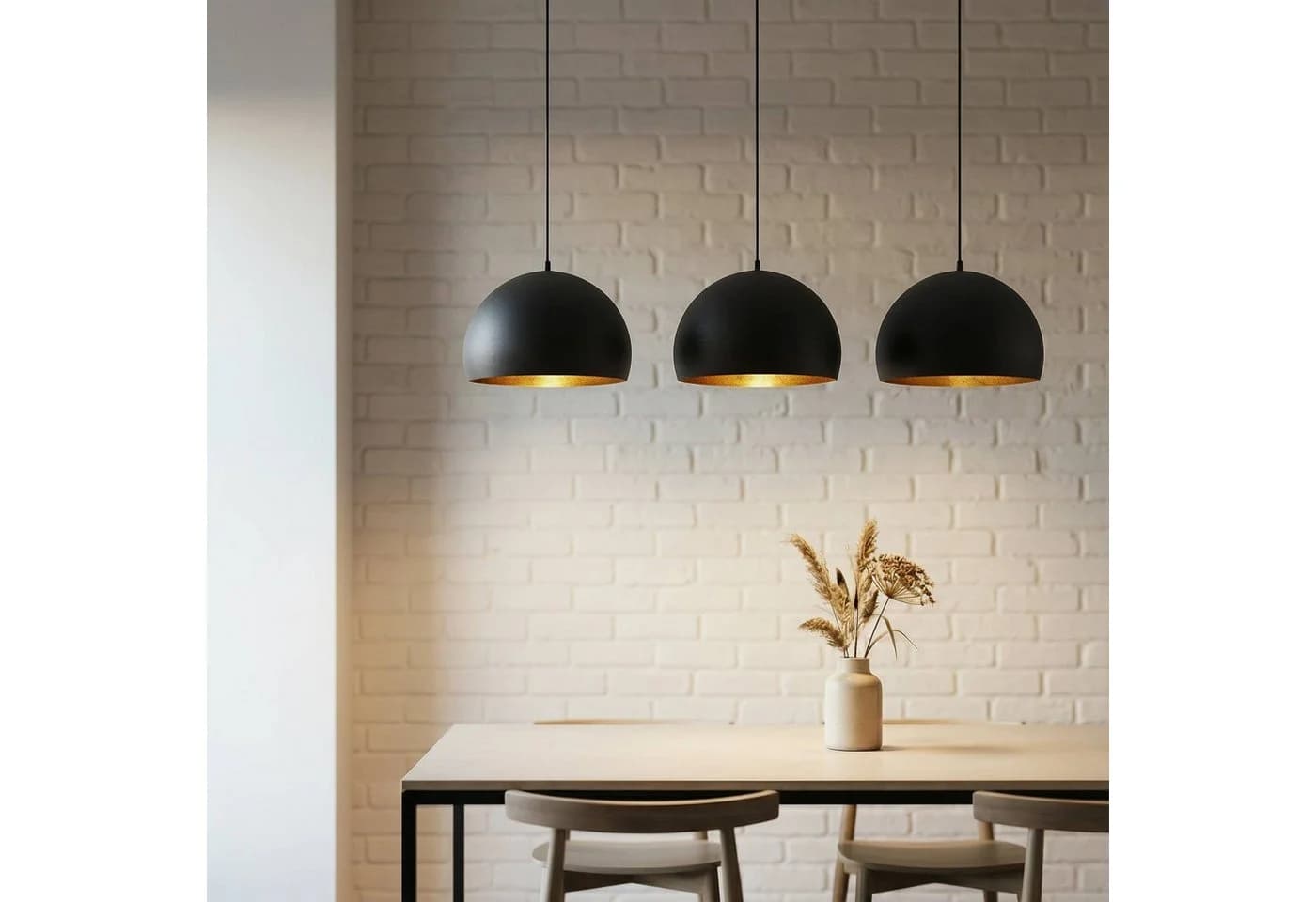 Lindby Hängeleuchte Tarjei Schwarz Metall 3x60W - Bild 3