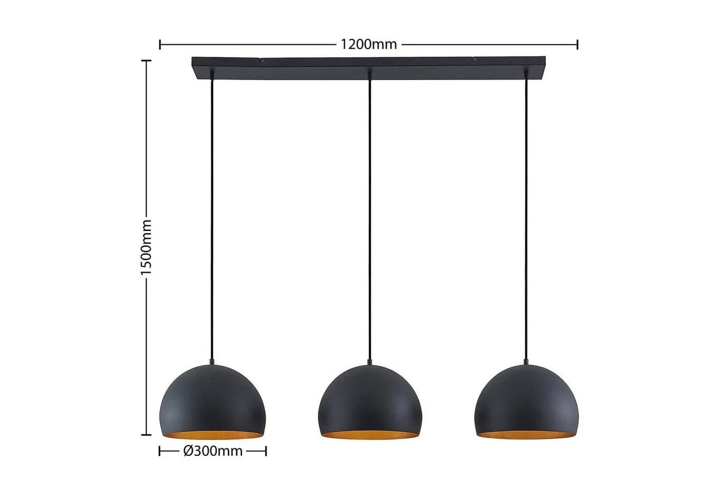 Lindby Hängeleuchte Tarjei Schwarz Metall 3x60W - Bild 5