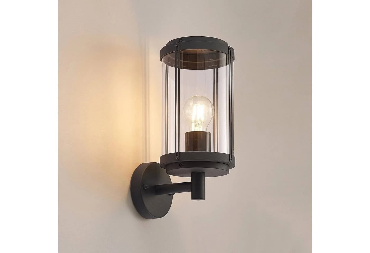 Lindby Außen-Wandleuchte Ojali Metall Schwarz IP44 1x15W - Bild 5