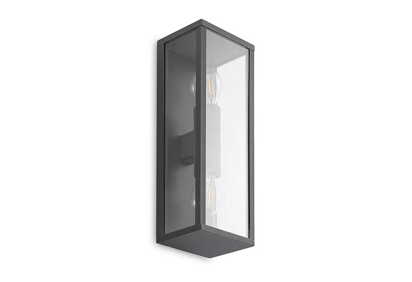 Lindby Außen-Wandleuchte Peldar Schwarz Grau Aluminium IP44 - Bild 2
