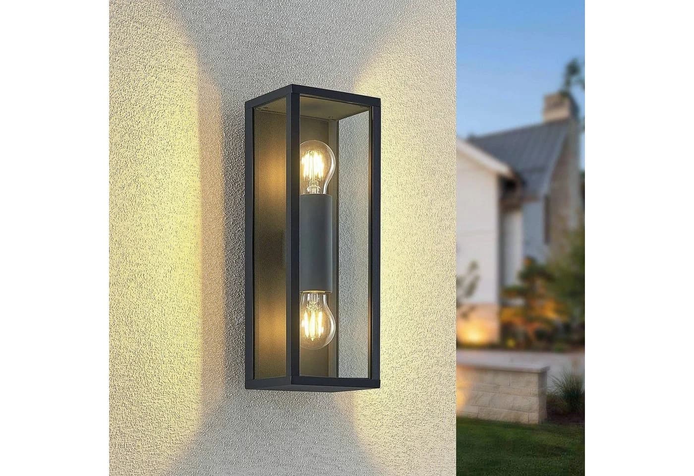 Lindby Außen-Wandleuchte Peldar Schwarz Grau Aluminium IP44 - Bild 3