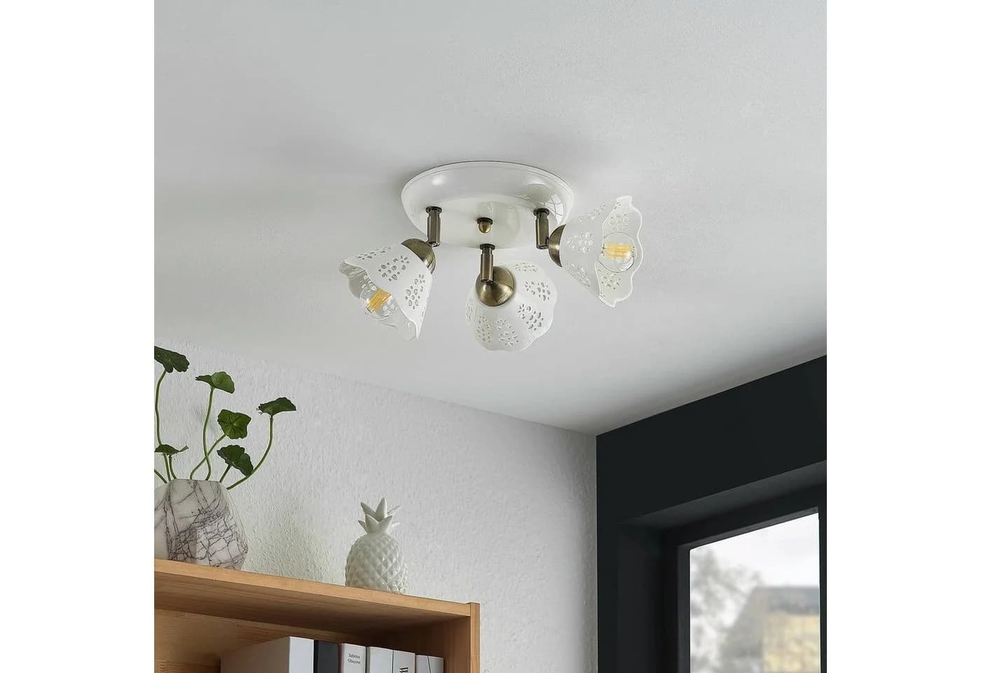 Lindby Deckenstrahler Efgenia Keramik Weiß Landhaus-Optik - Bild 4