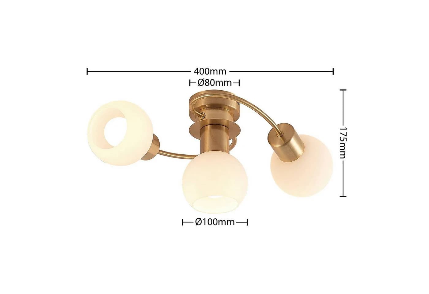 Lindby Deckenlampe Ciala, 3-flg., Messing, Glas, E14 - Bild 4