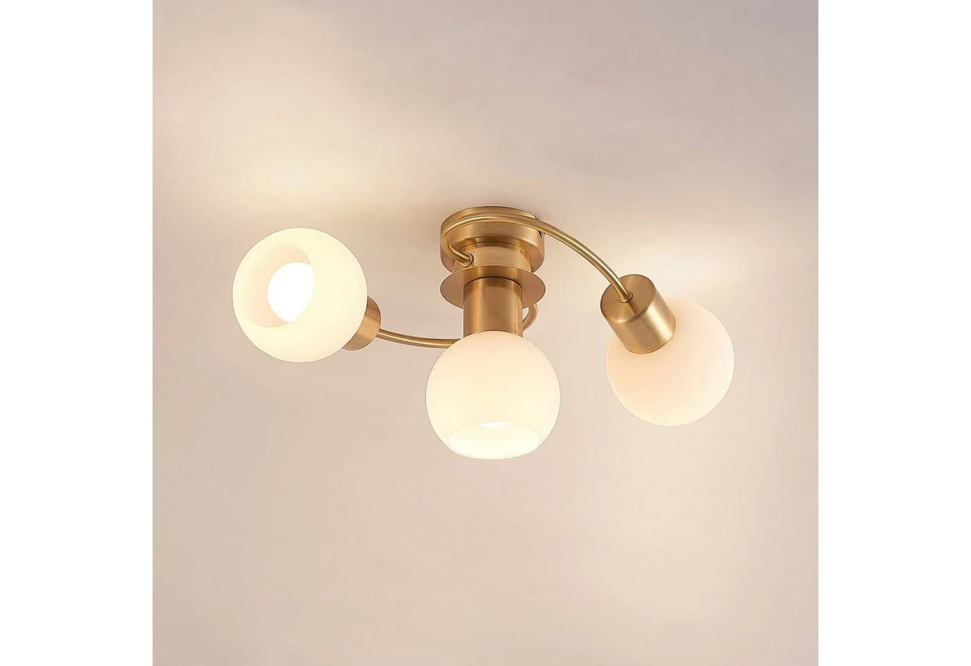 Lindby Deckenlampe Ciala, 3-flg., Messing, Glas, E14 - Bild 5