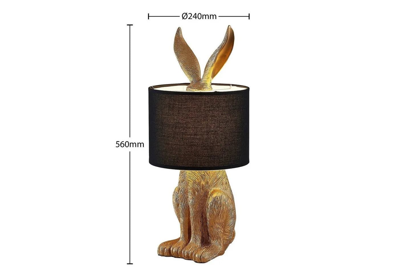 Lindby Tischleuchte Lorentina LED Schwarz Gold Hase - Bild 4