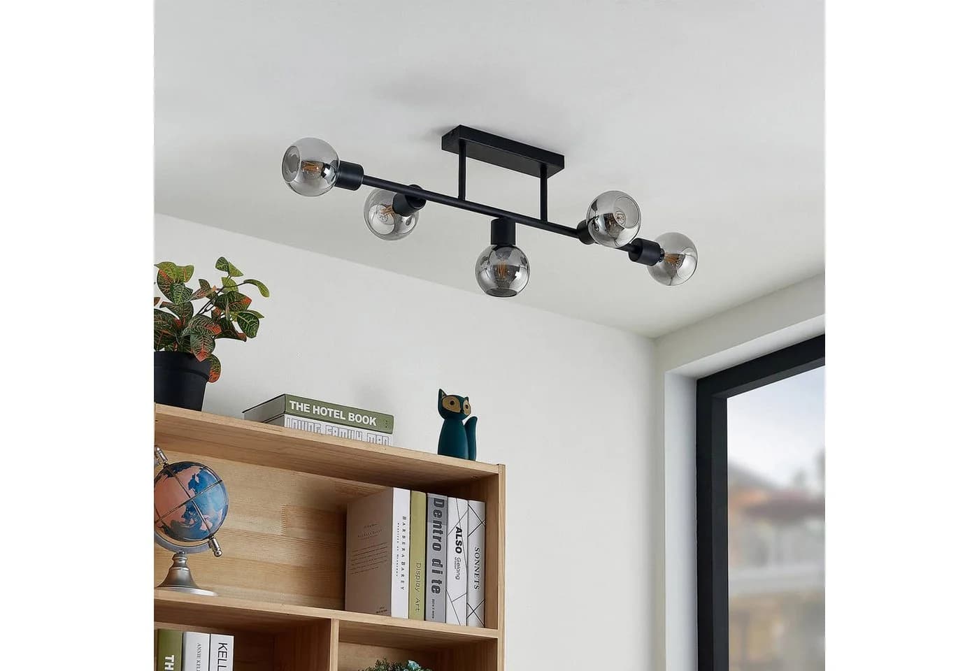 Lindby Deckenlampe Biscala 5-flg. Schwarz/Rauch E14 - Bild 3