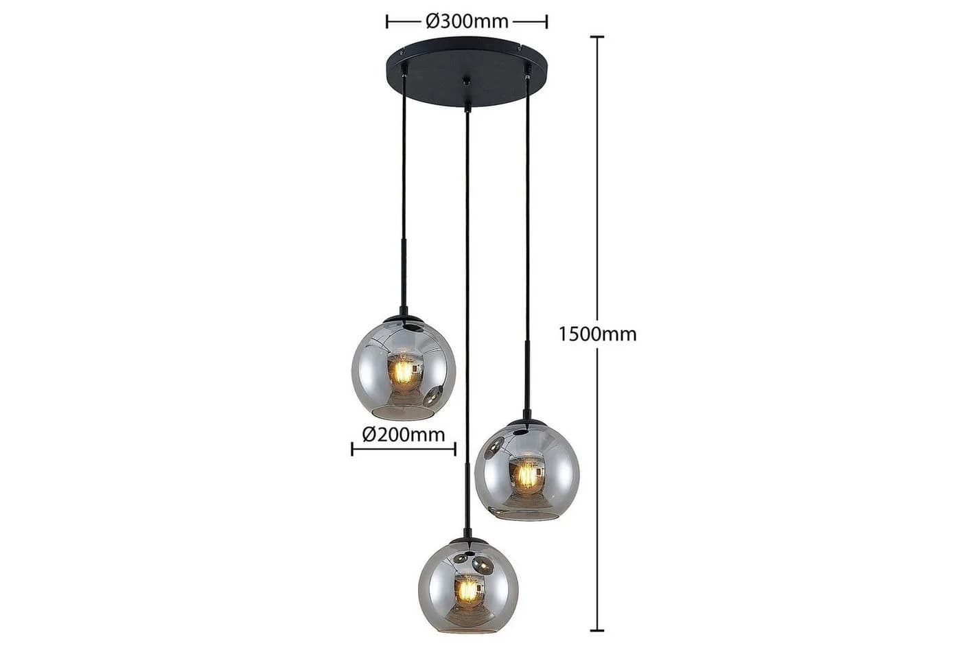 Lindby Hängeleuchte Jurian Rauchglas LED 3-flammig Modern - Bild 5