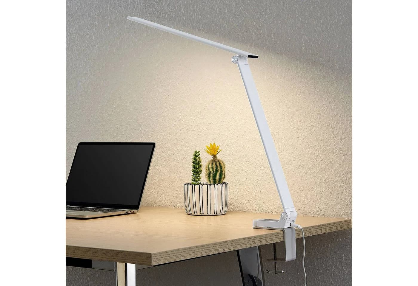 Prios LED-Tischlampe Tamarin, 40 cm Höhe, Weiß, Dimmbar