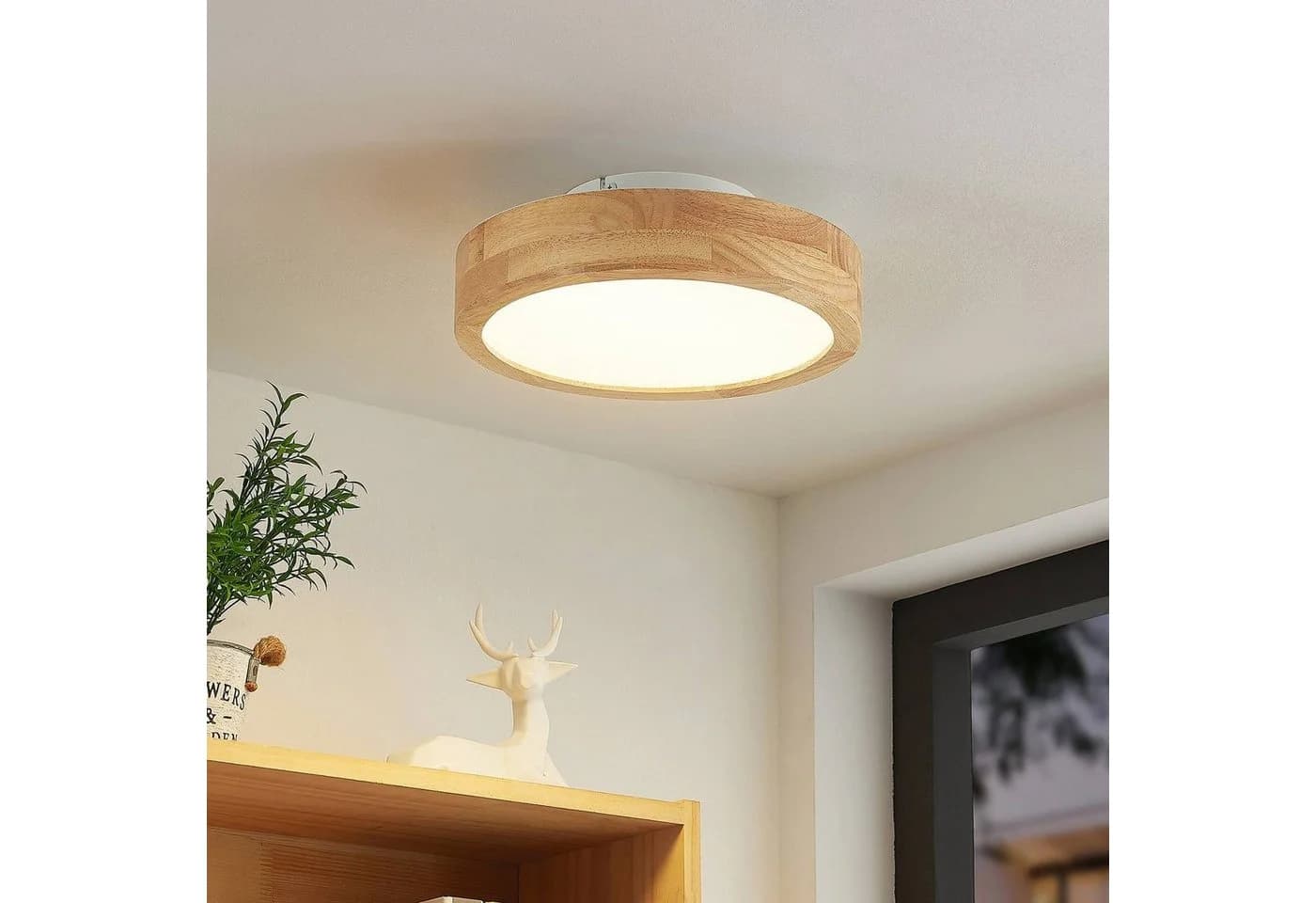 Lindby LED-Deckenlampe Lanira 30 cm Eichenholz CCT-Dimmfunktion Fernbedienung - Bild 3