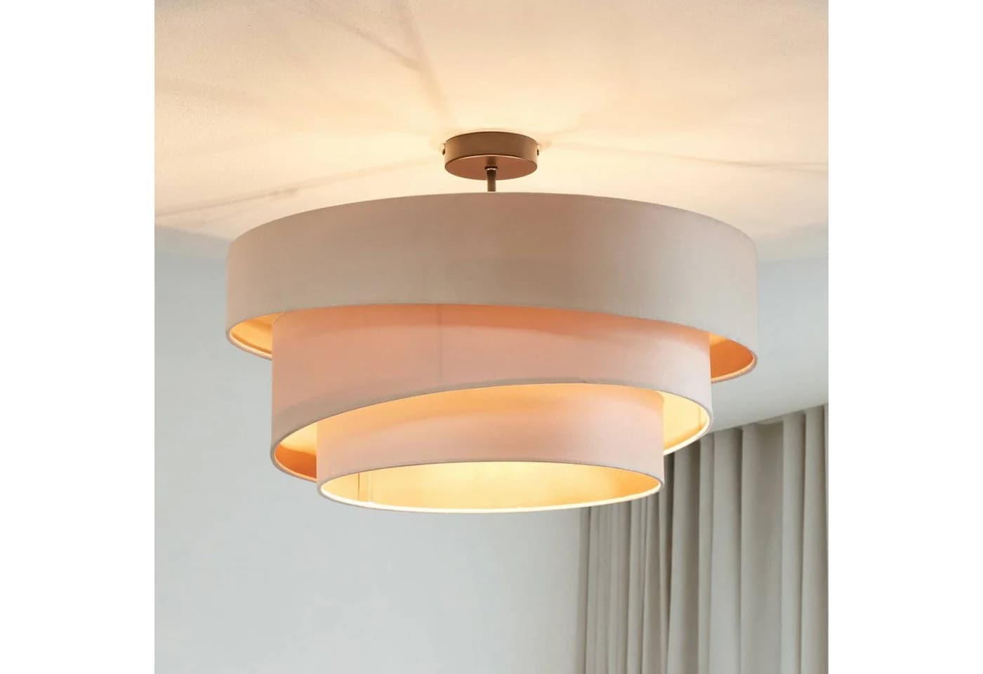 Lindby Deckenlampe Jusari Creme Textil Ø 56 cm E27