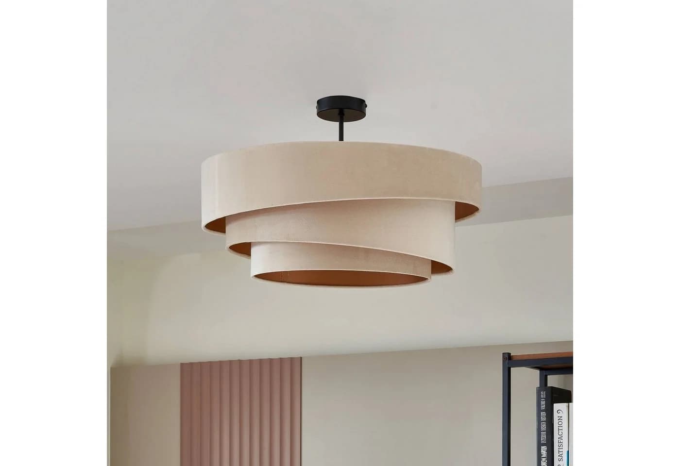 Lindby Deckenlampe Jusari Creme Textil Ø 56 cm E27 - Bild 4
