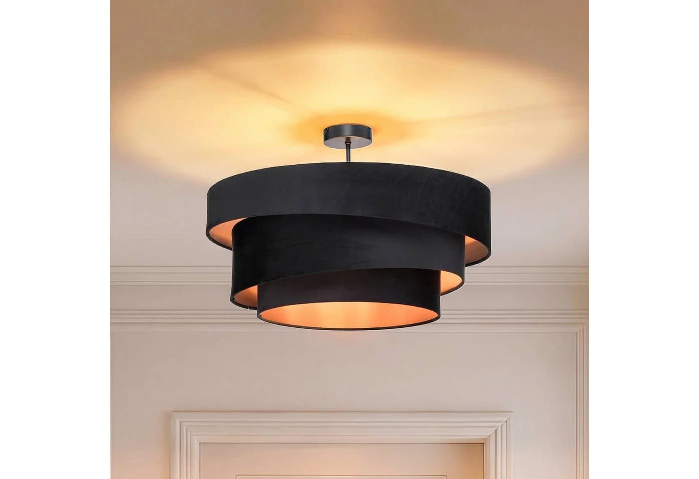 Lindby Deckenlampe Jusari Schwarz Textil 56 cm E27 - Bild 2